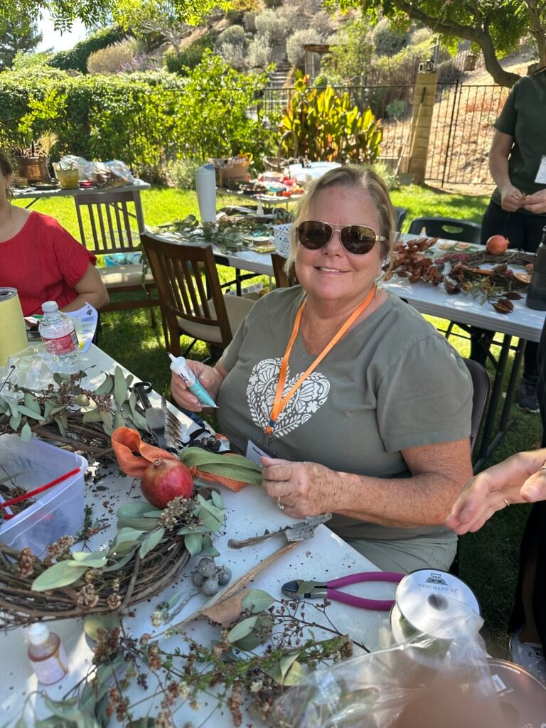 Sherri is hard at work on her wreath