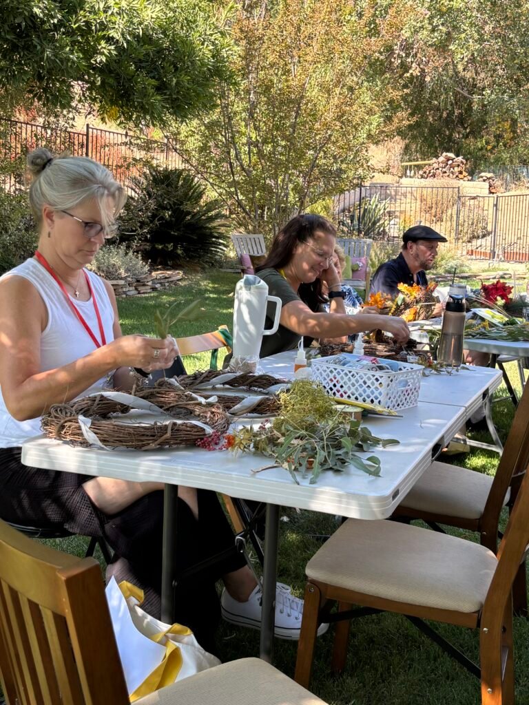Members worked in Laurie's beautifully shaded back yard